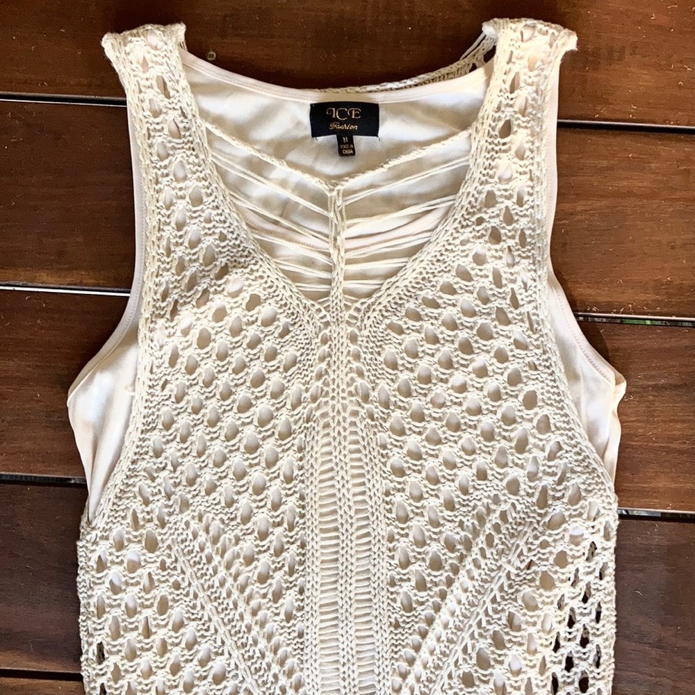 Vintage ICE crochet dress 70’s style SIZE M 🌸Fully lined - Picture 4 of 9